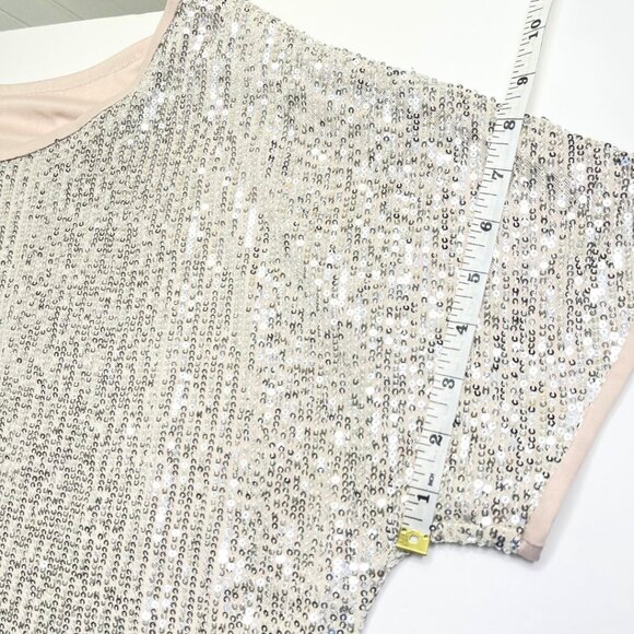 Sequin Tops Sparkly Glitter Blouse Sequined Short Sleeve Shirt Size L NWT - Picture 10 of 15
